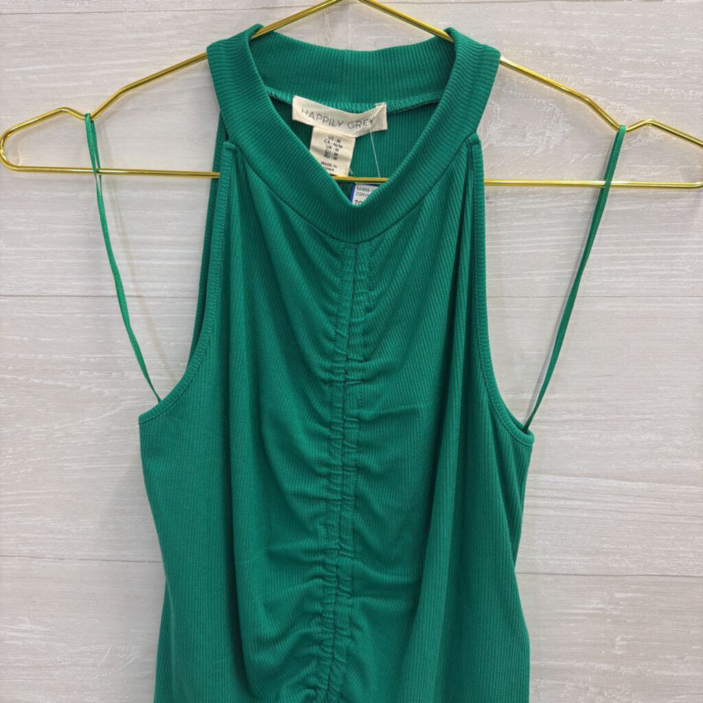 Happily Grey Green Cropped High Neck Tank Top Medium