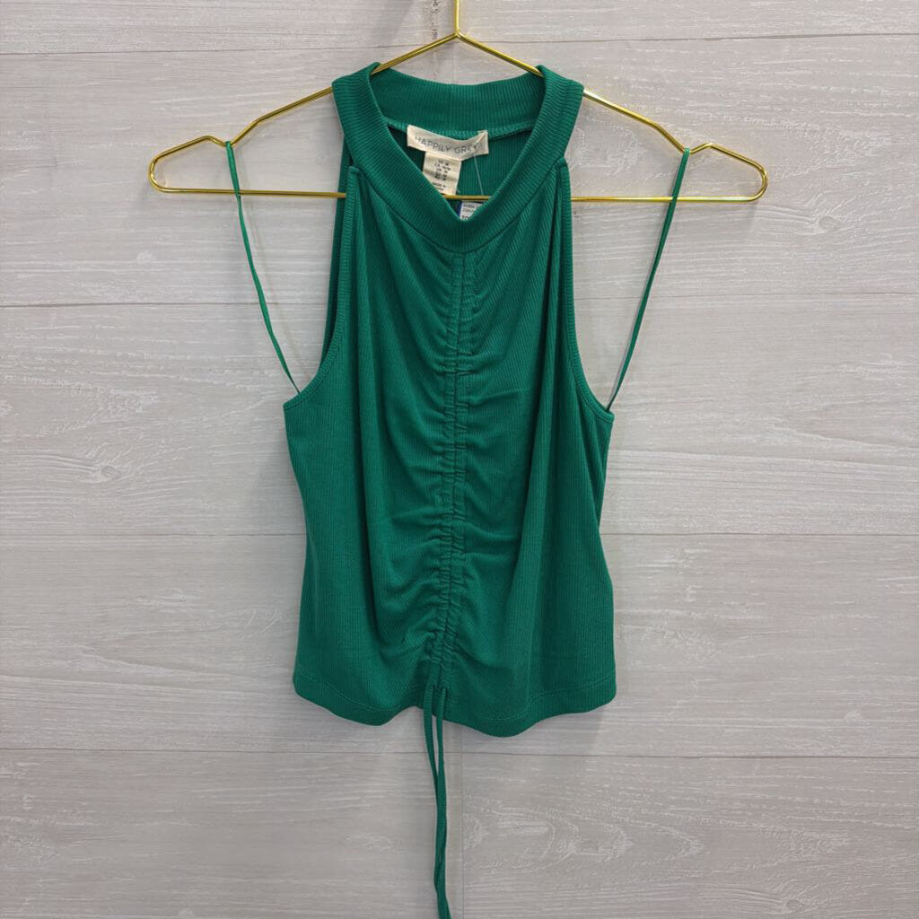 Happily Grey Green Cropped High Neck Tank Top Medium
