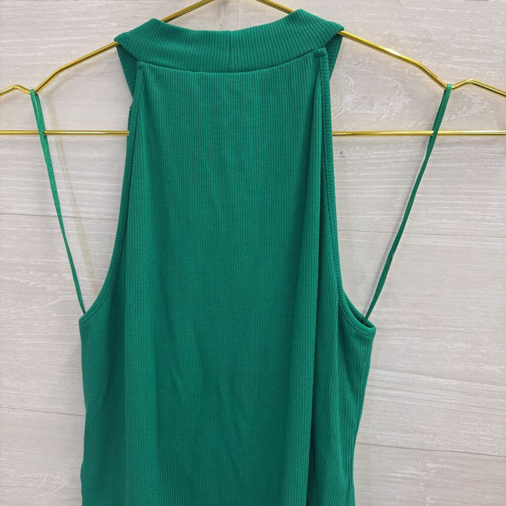 Happily Grey Green Cropped High Neck Tank Top Medium
