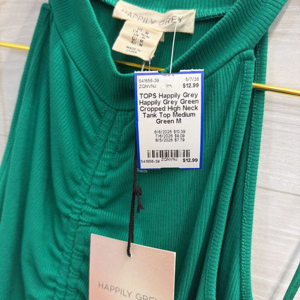 Happily Grey Green Cropped High Neck Tank Top Medium