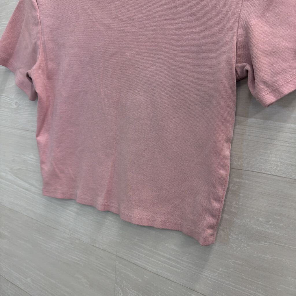 Zara Pink Cropped Short Sleeve Top Medium