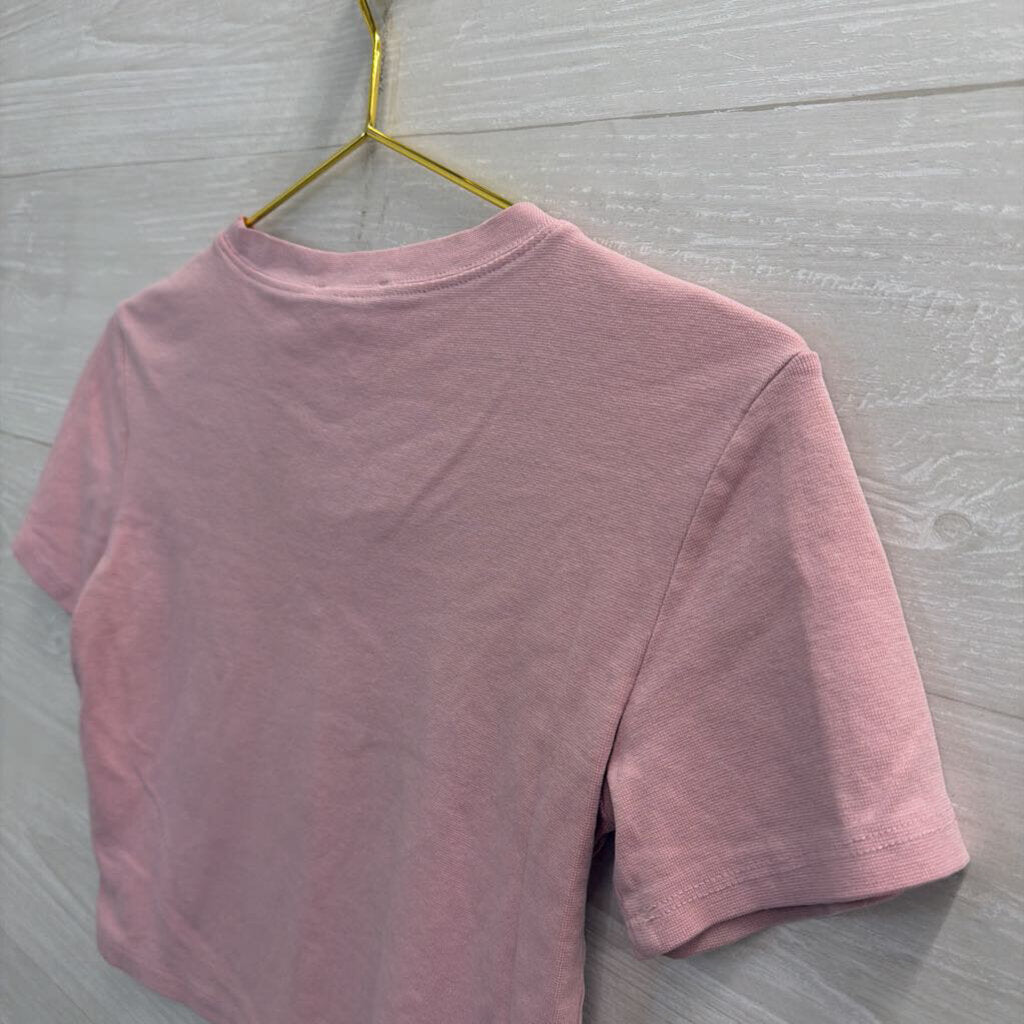 Zara Pink Cropped Short Sleeve Top Medium