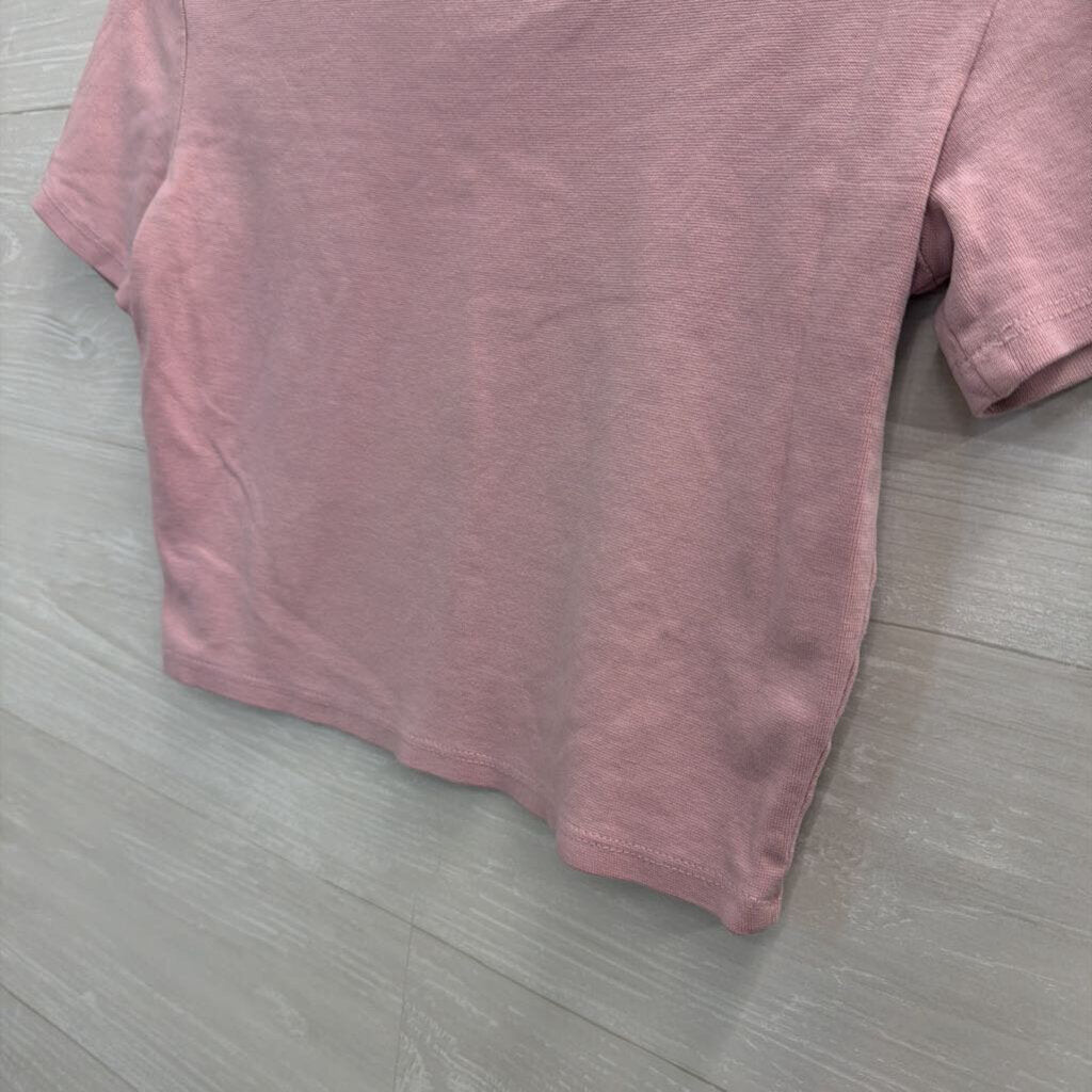 Zara Pink Cropped Short Sleeve Top Medium