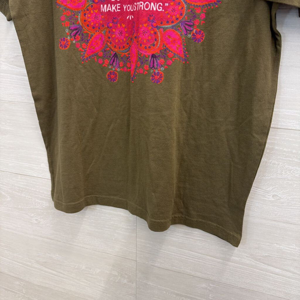 Natural Life Green/ Multi You're Gonna Be Happy Short Sleeve Graphic Tee Medium