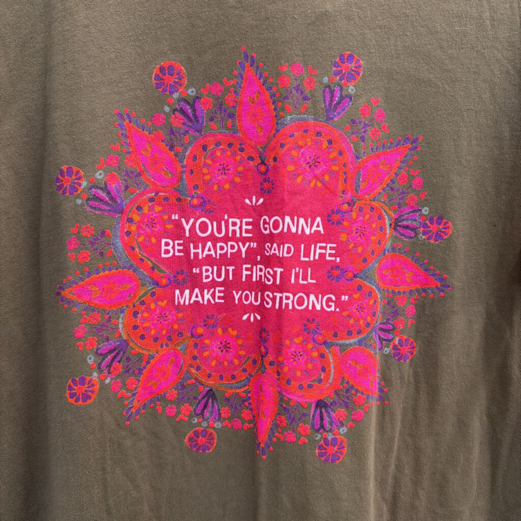 Natural Life Green/ Multi You're Gonna Be Happy Short Sleeve Graphic Tee Medium