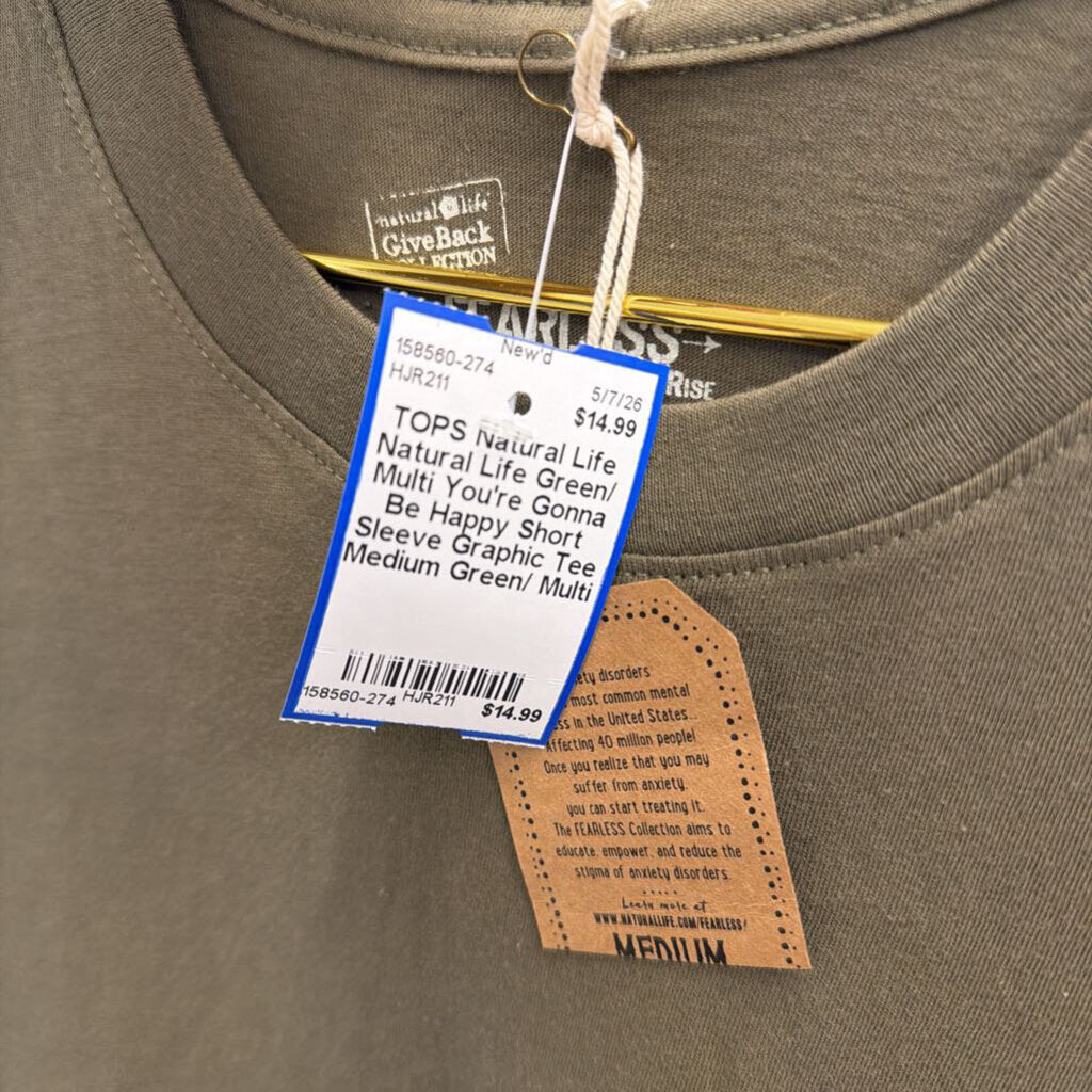 Natural Life Green/ Multi You're Gonna Be Happy Short Sleeve Graphic Tee Medium