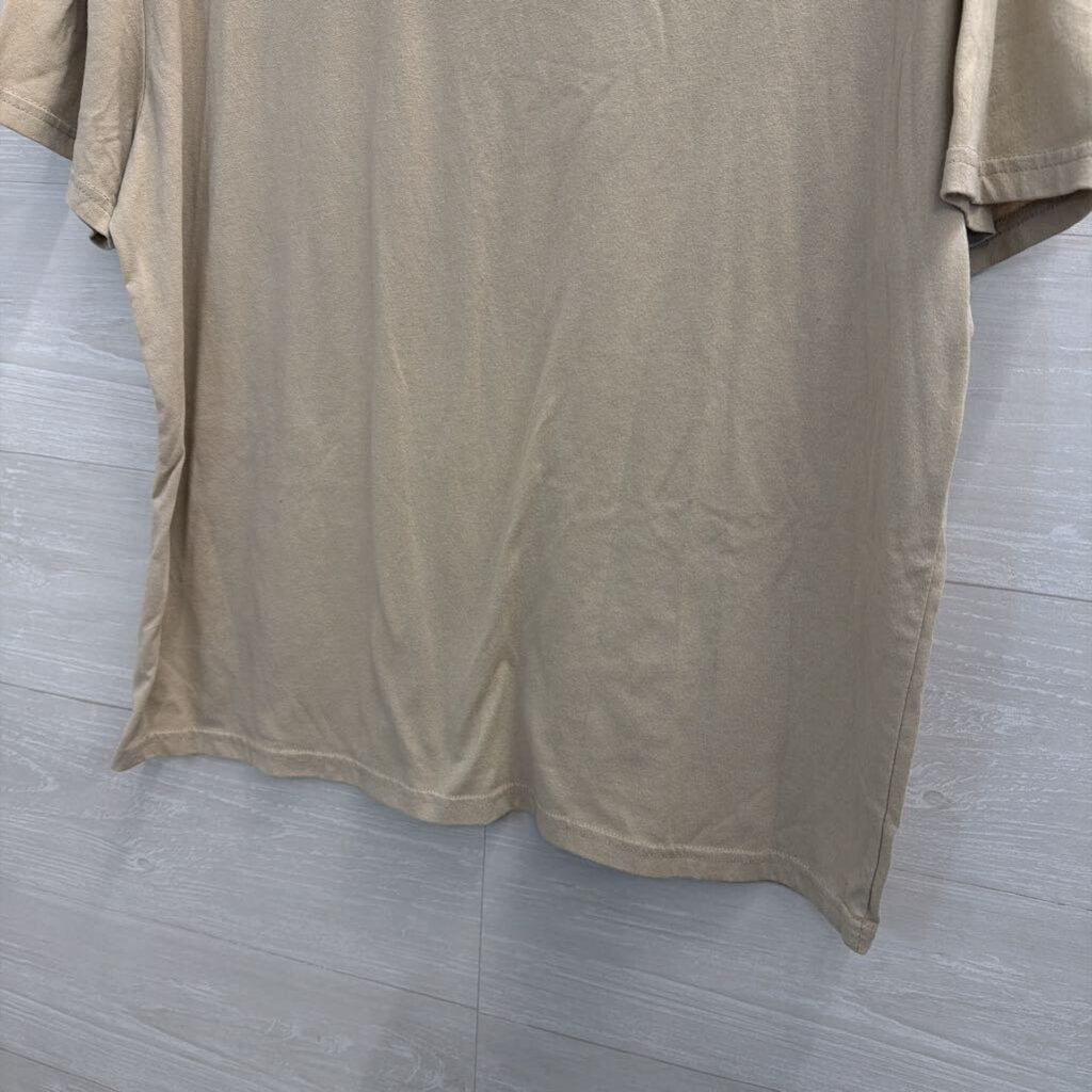 Peanuts Beige/ Green Lazy Sunday Short Sleeve Graphic Tee Large