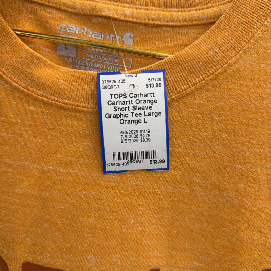 Carhartt Orange Short Sleeve Graphic Tee Large