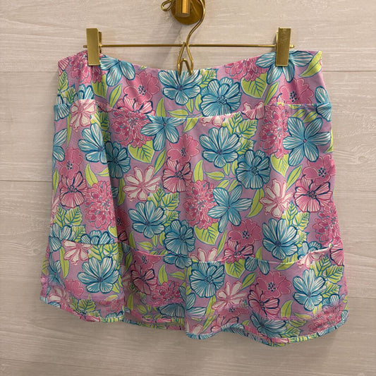 Pink/ Multi Floral Print Athletic Skort Extra Large