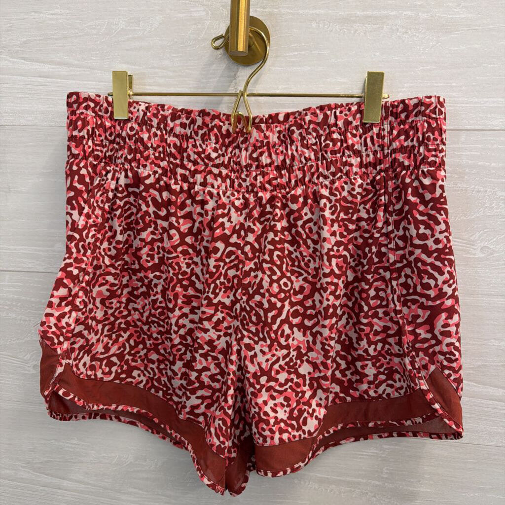 Athleta Red Print Athletic Shorts Large