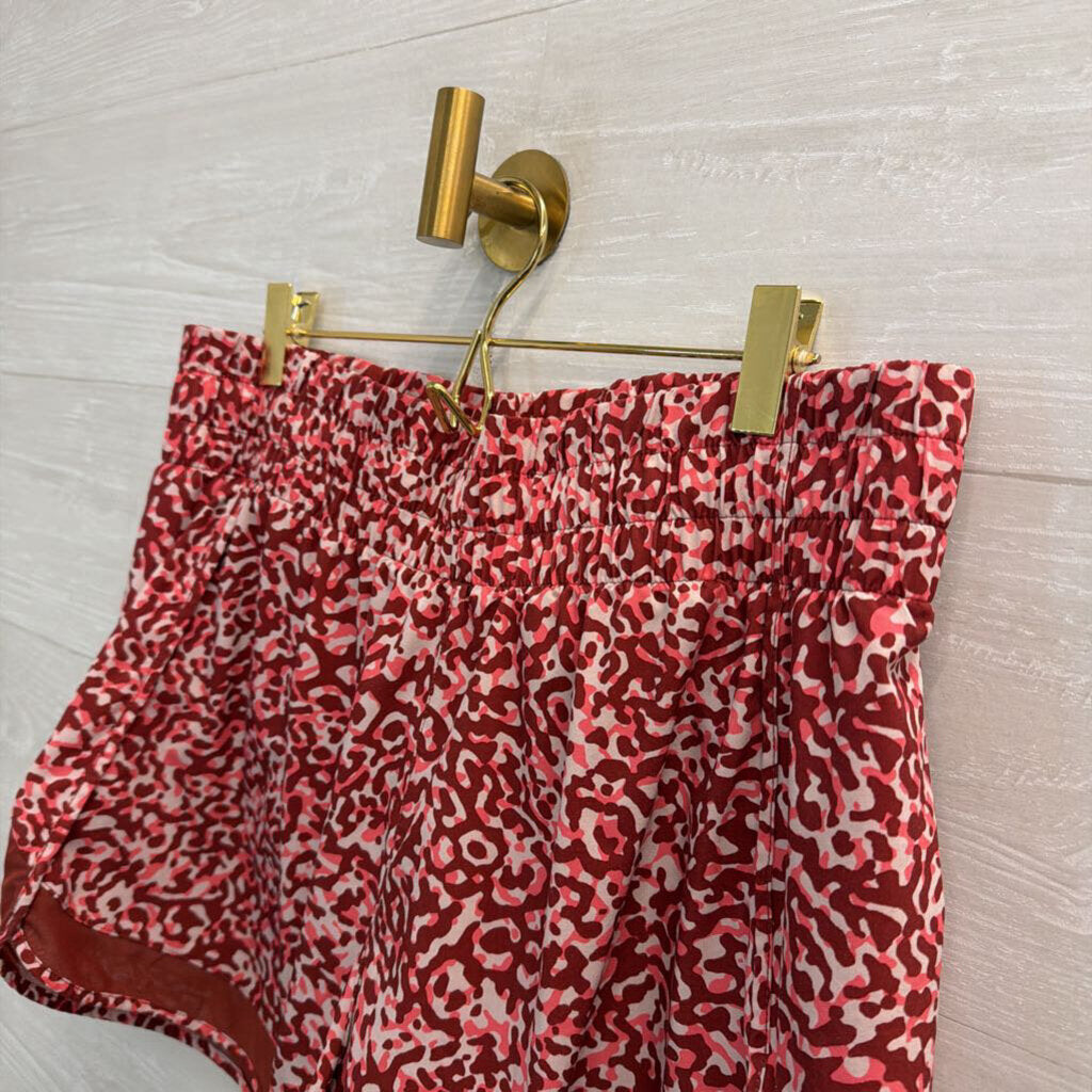 Athleta Red Print Athletic Shorts Large