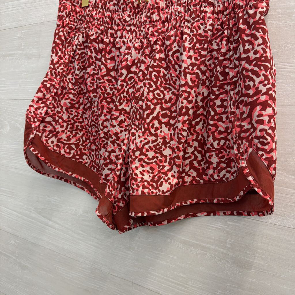 Athleta Red Print Athletic Shorts Large
