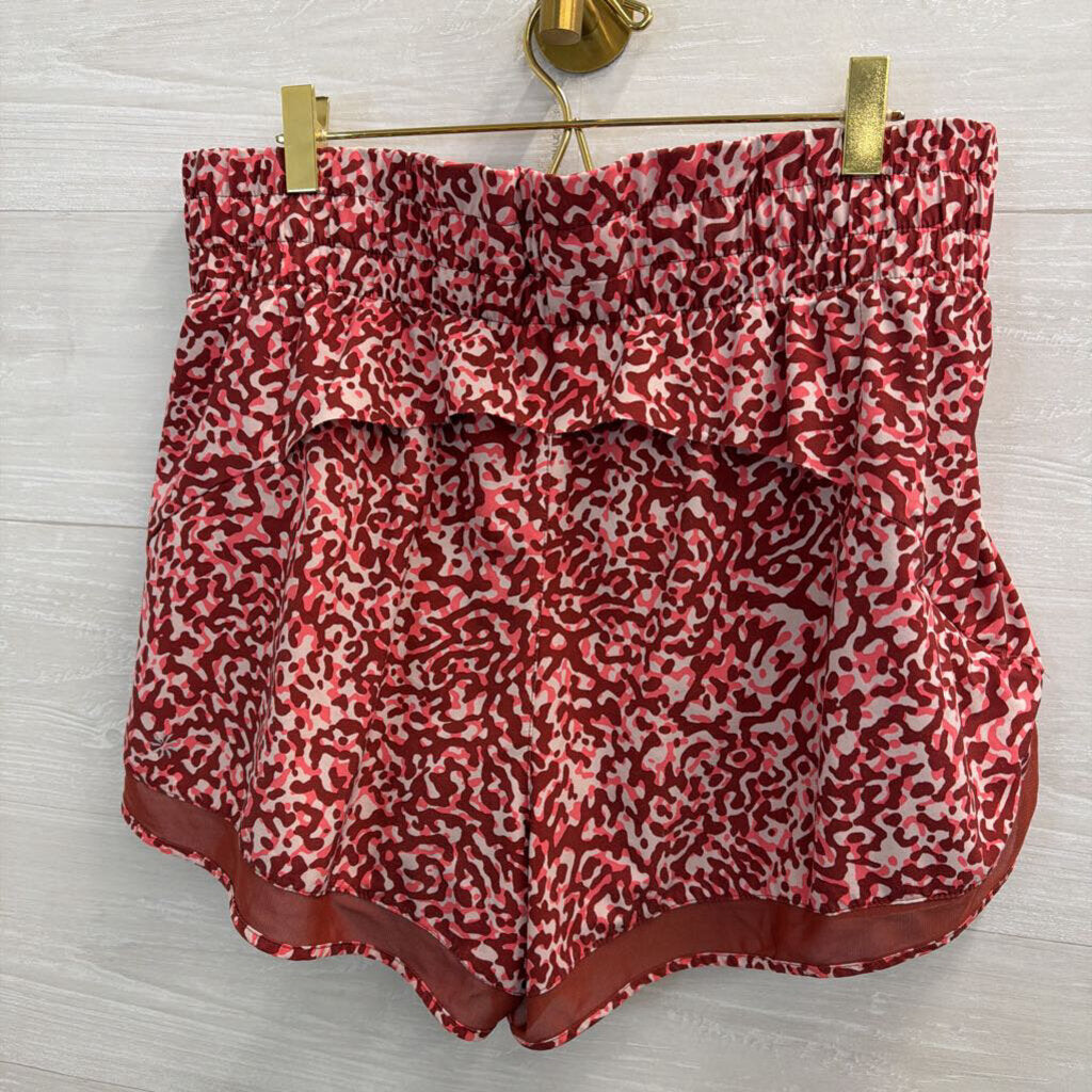 Athleta Red Print Athletic Shorts Large