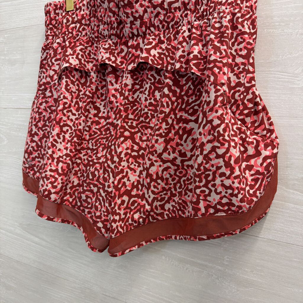 Athleta Red Print Athletic Shorts Large