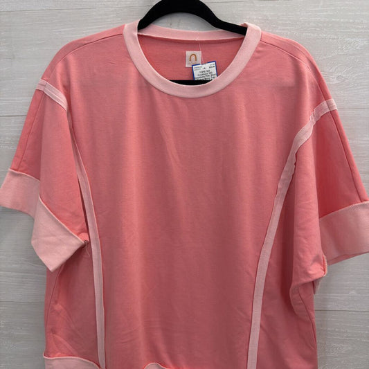 353 Creations Pink Short Sleeve Boxy Top Small