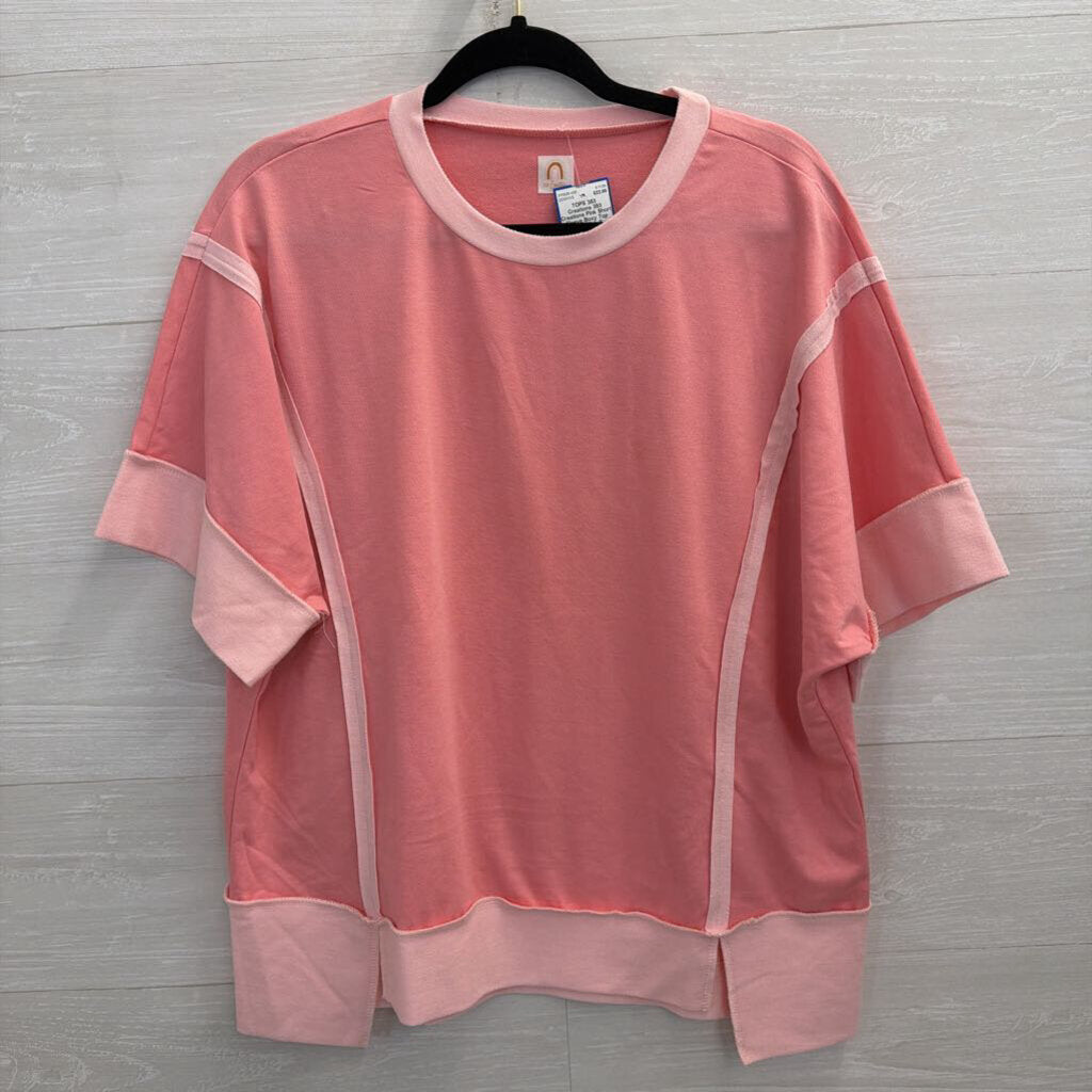 353 Creations Pink Short Sleeve Boxy Top Small