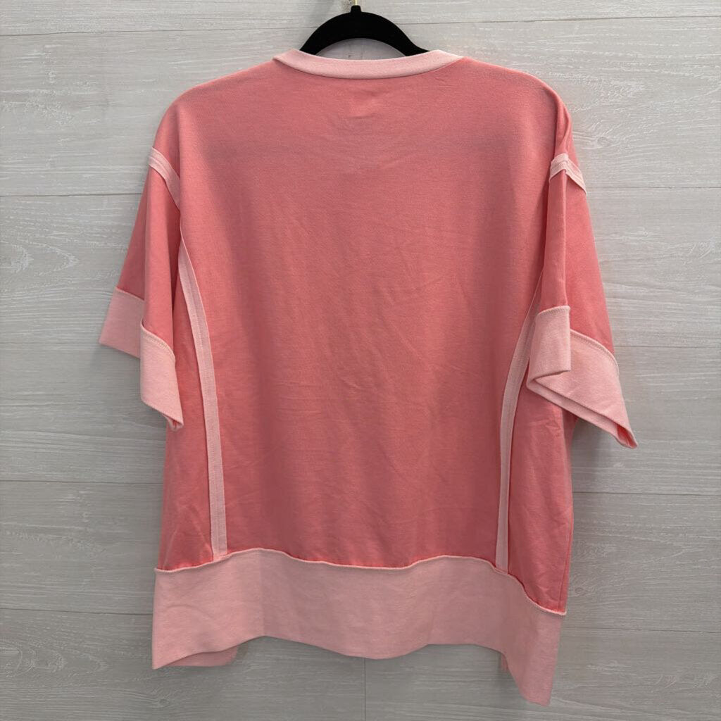 353 Creations Pink Short Sleeve Boxy Top Small