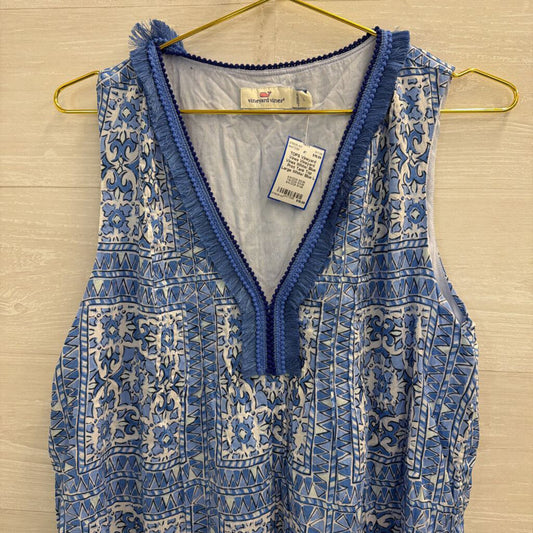 Vineyard Vines White/ Blue Print Tank Top Large