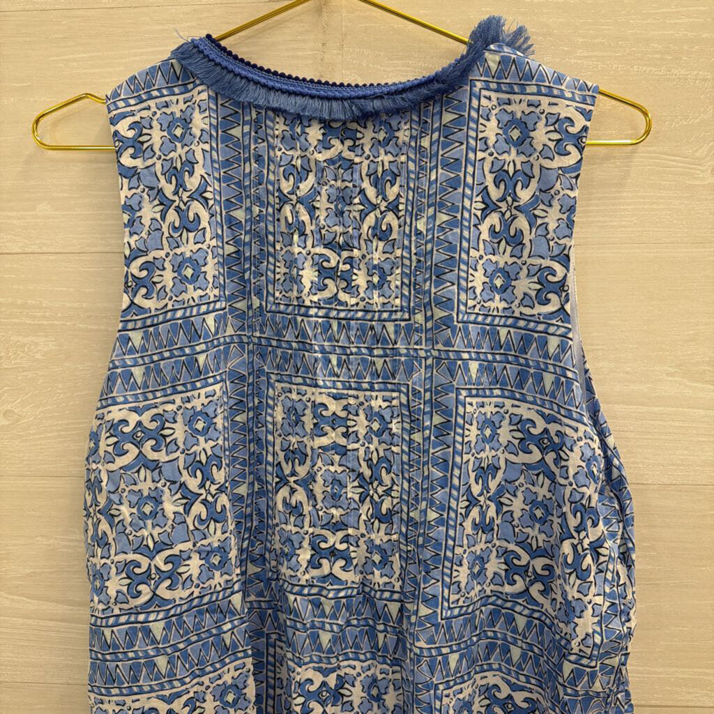 Vineyard Vines White/ Blue Print Tank Top Large