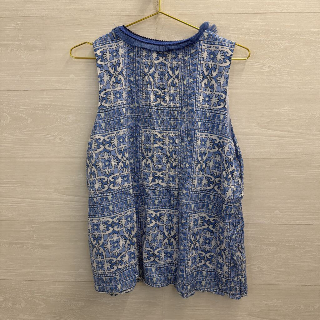 Vineyard Vines White/ Blue Print Tank Top Large