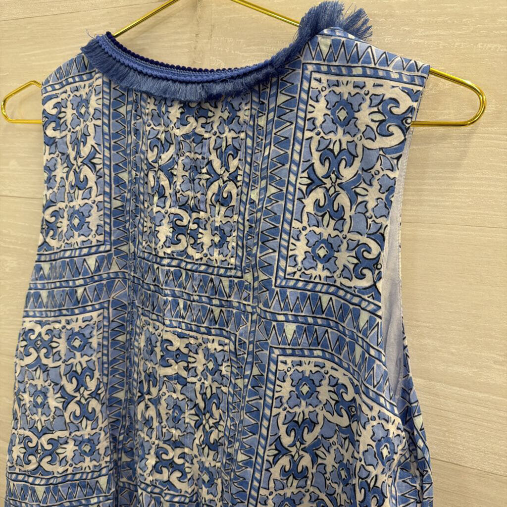 Vineyard Vines White/ Blue Print Tank Top Large