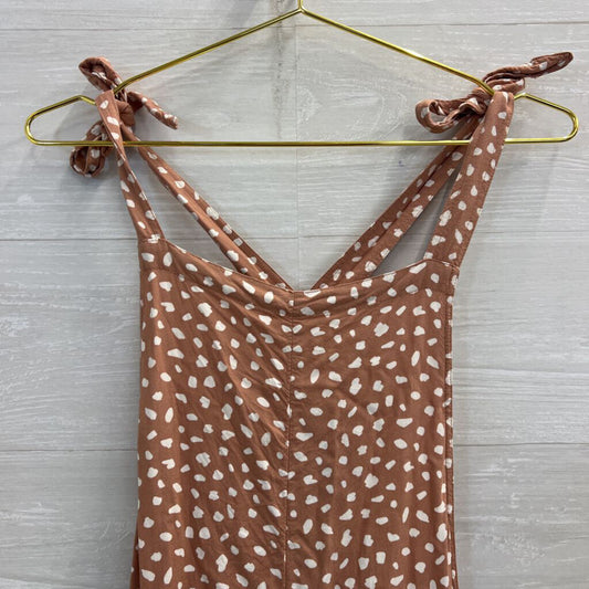 Aerie Brown/ White Dot Print Romper Large