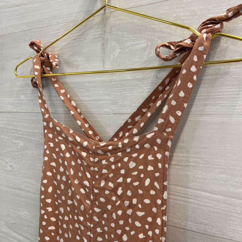 Aerie Brown/ White Dot Print Romper Large