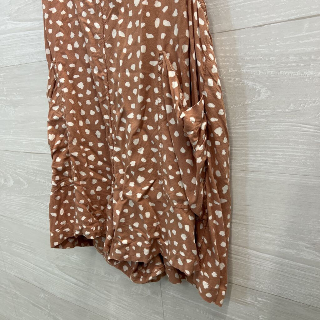 Aerie Brown/ White Dot Print Romper Large