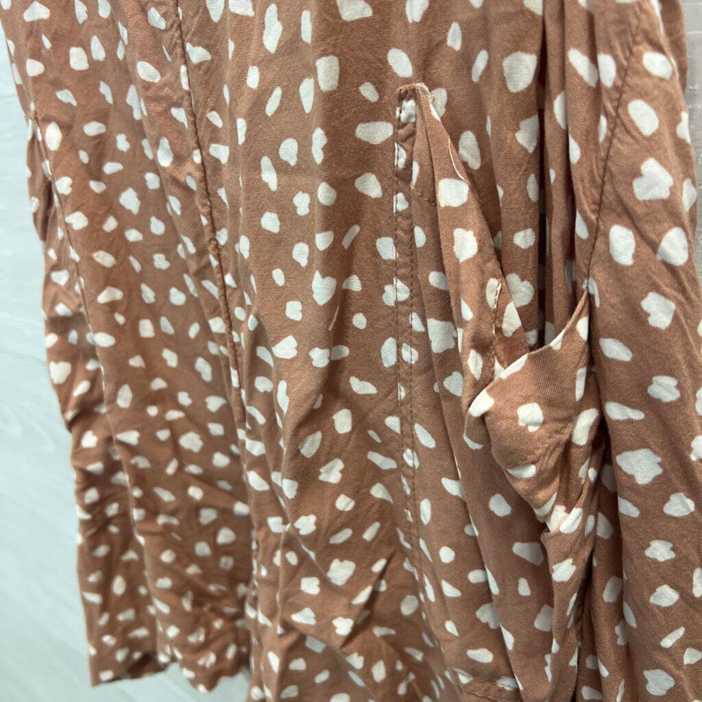 Aerie Brown/ White Dot Print Romper Large