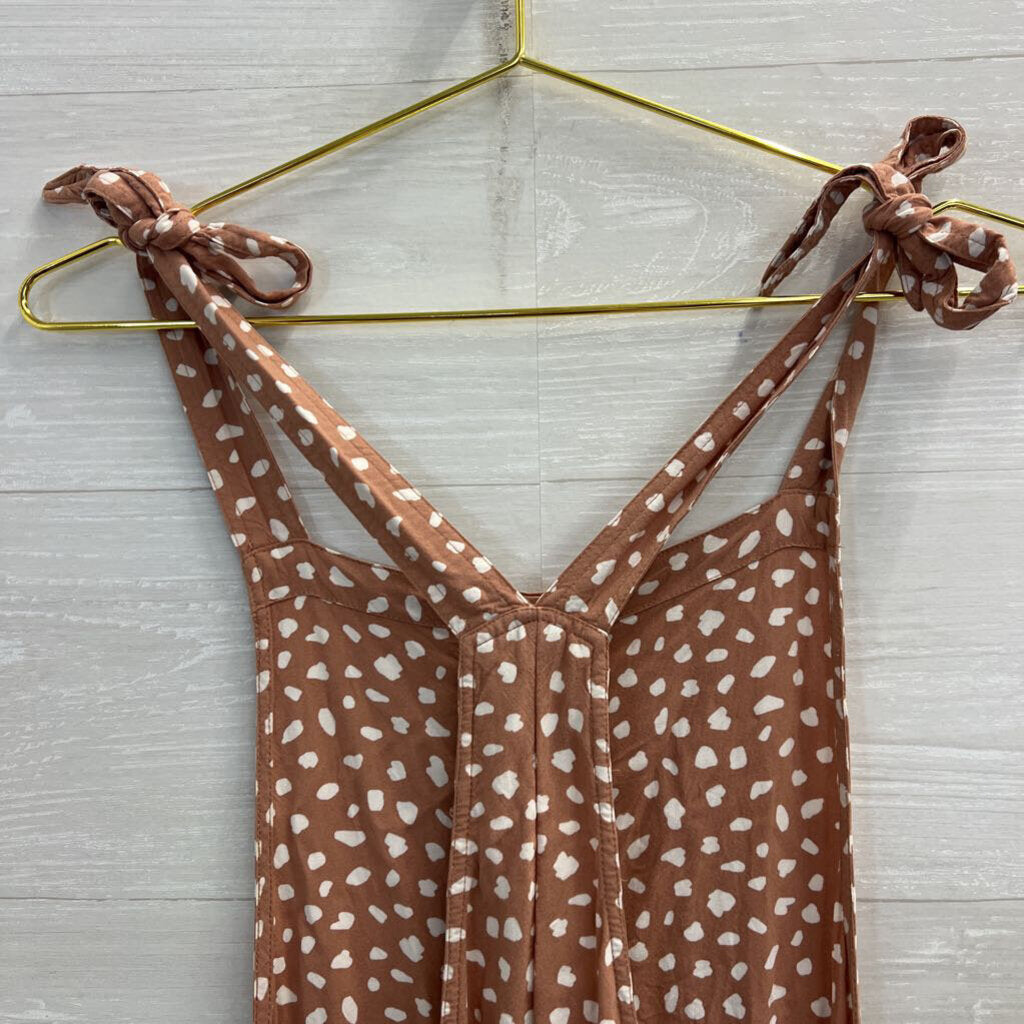 Aerie Brown/ White Dot Print Romper Large