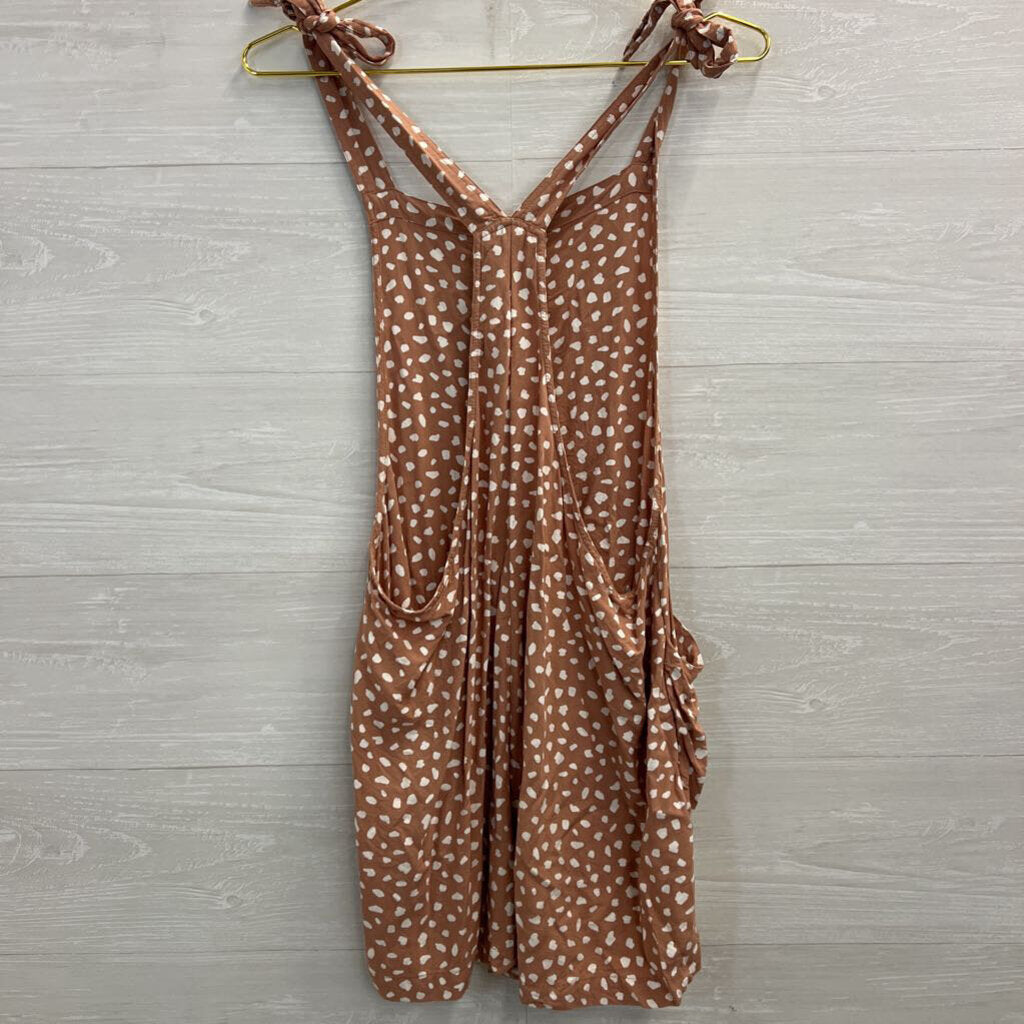 Aerie Brown/ White Dot Print Romper Large
