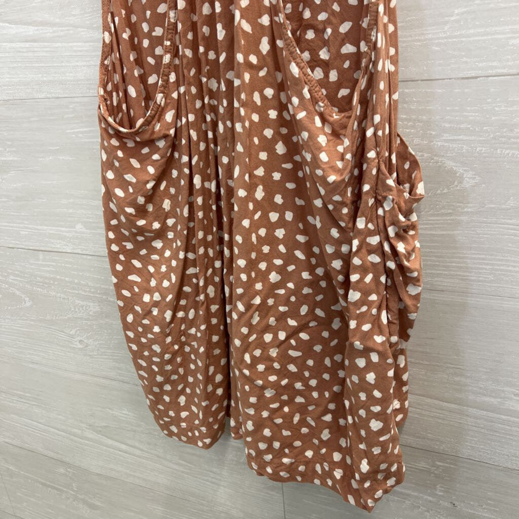 Aerie Brown/ White Dot Print Romper Large