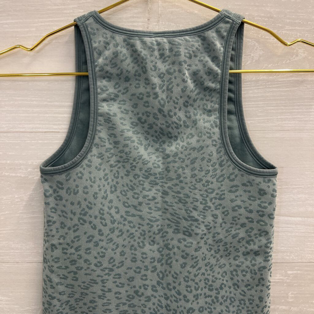 Athleta Blue Cheetah Print Cropped Tank Top XXS