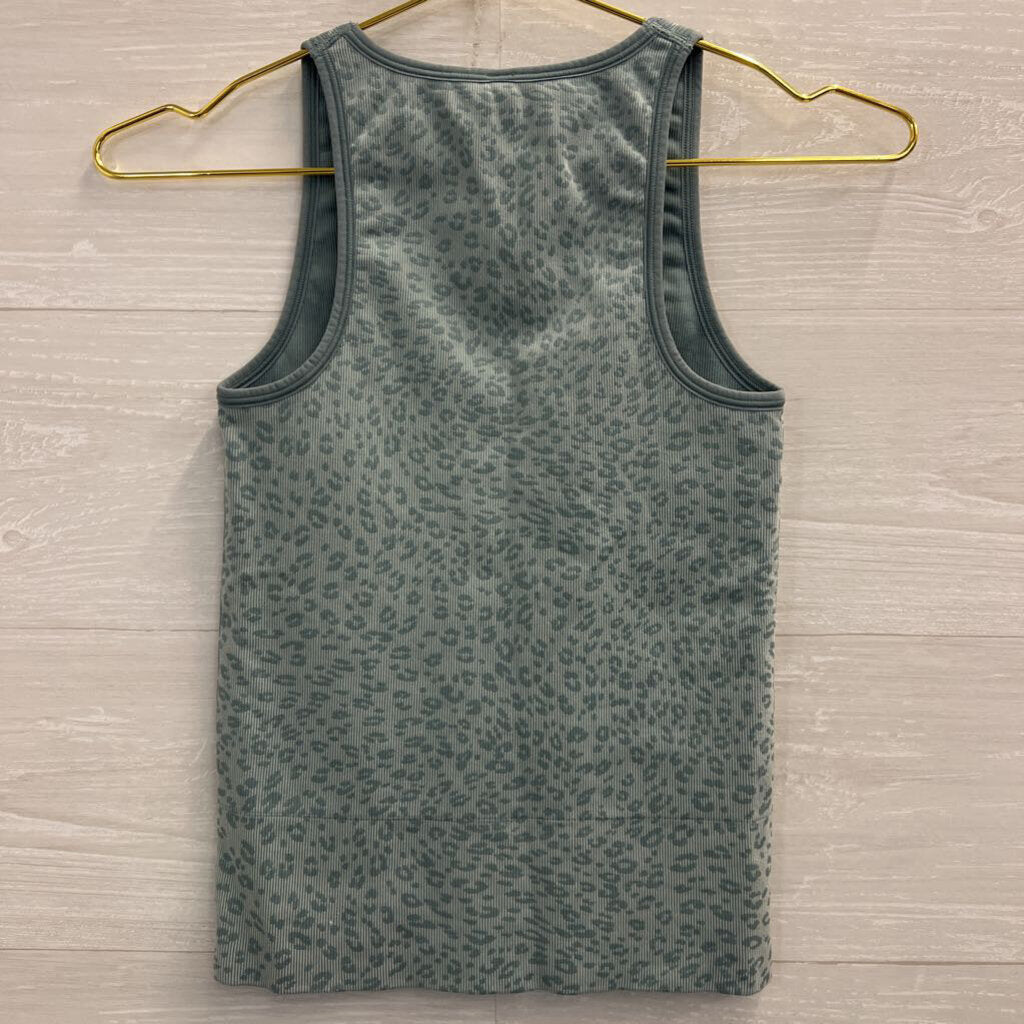 Athleta Blue Cheetah Print Cropped Tank Top XXS