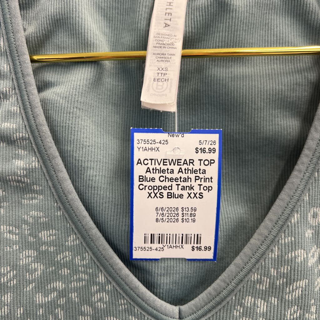 Athleta Blue Cheetah Print Cropped Tank Top XXS