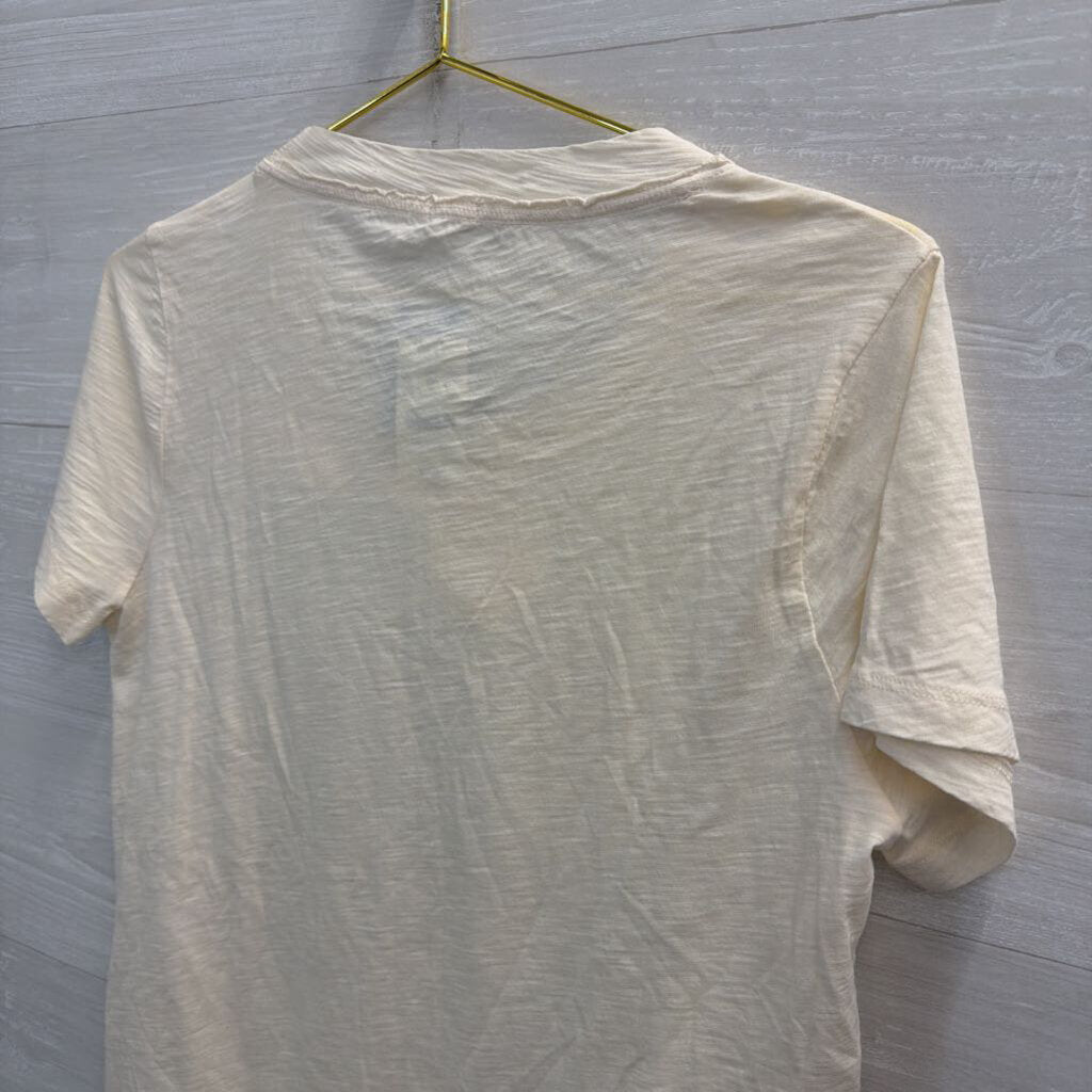 J Crew Cream Short Sleeve Rosette Detail Top Large
