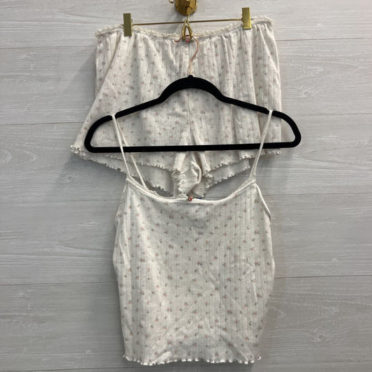 American Eagle White/ Pink Flower Print Tank/ Shorts Lounge Set Large