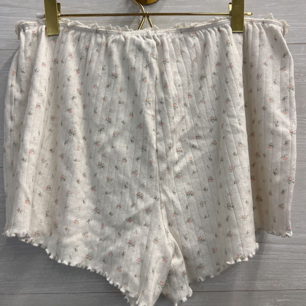 American Eagle White/ Pink Flower Print Tank/ Shorts Lounge Set Large