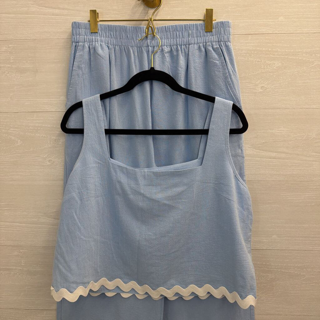 Etosell Blue Blue/ White Trim Tank/ Pants Set Large