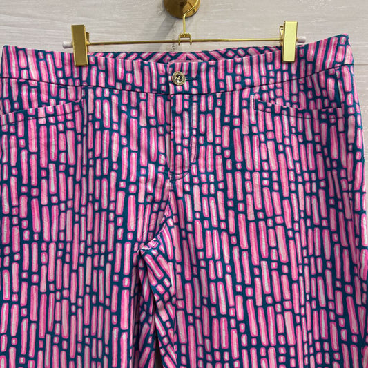 Lilly Pulitzer Pink/ Blue Print Straight Leg Pants 12