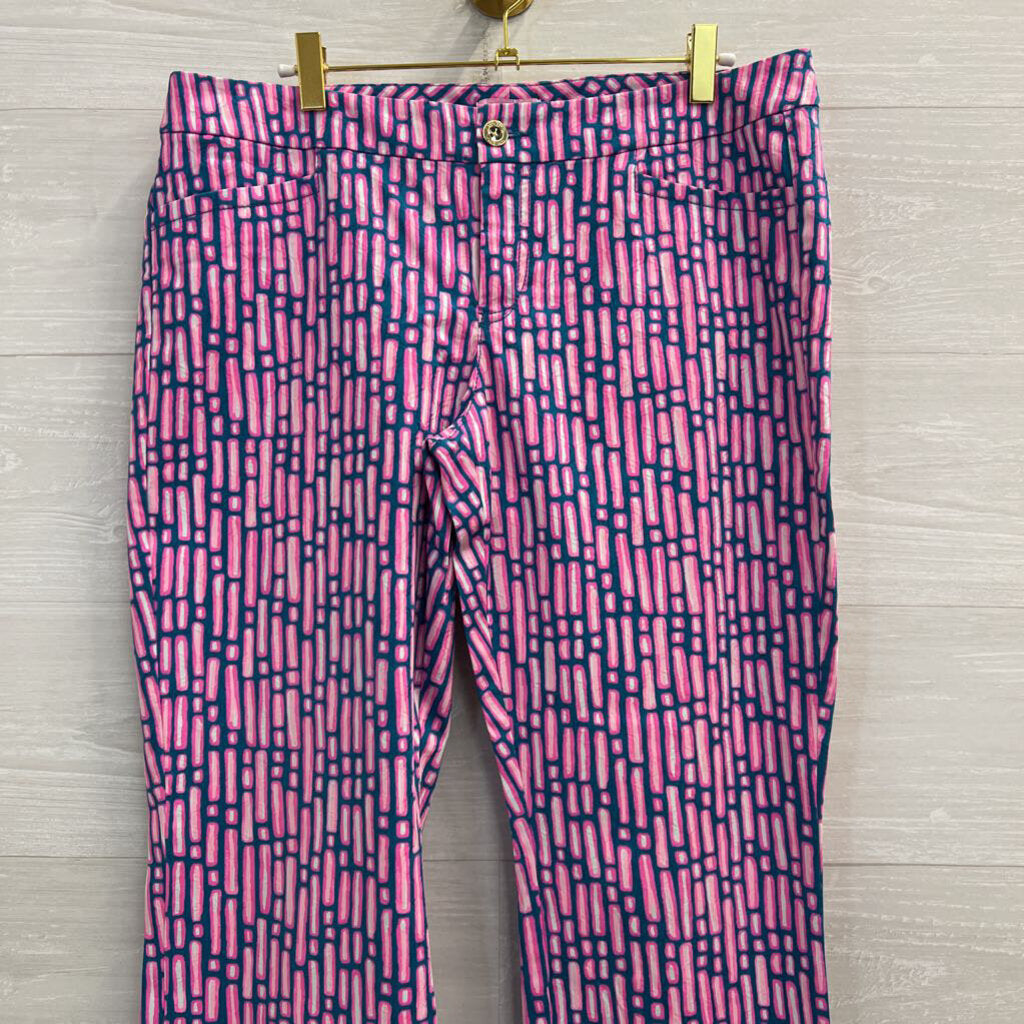 Lilly Pulitzer Pink/ Blue Print Straight Leg Pants 12