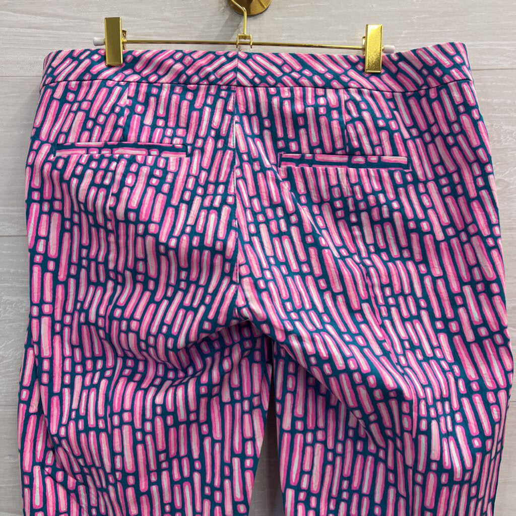 Lilly Pulitzer Pink/ Blue Print Straight Leg Pants 12