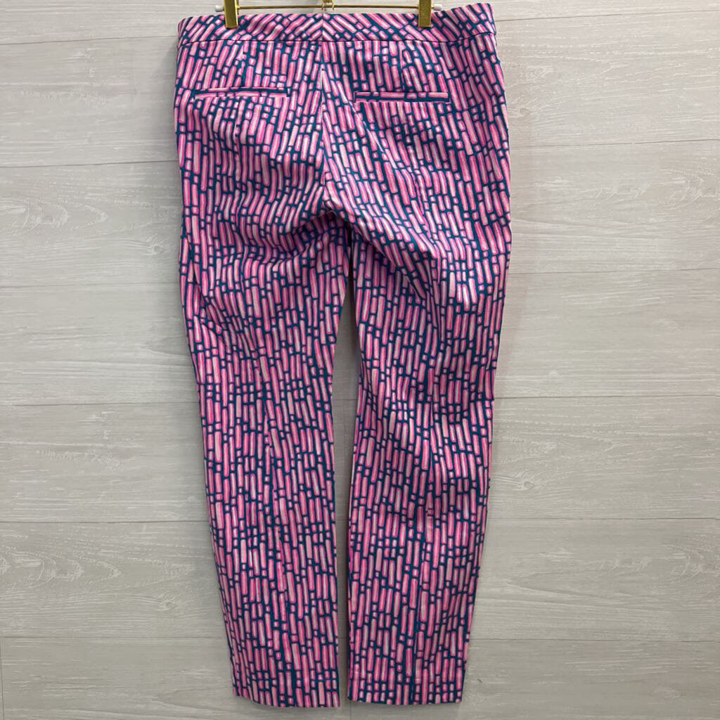 Lilly Pulitzer Pink/ Blue Print Straight Leg Pants 12
