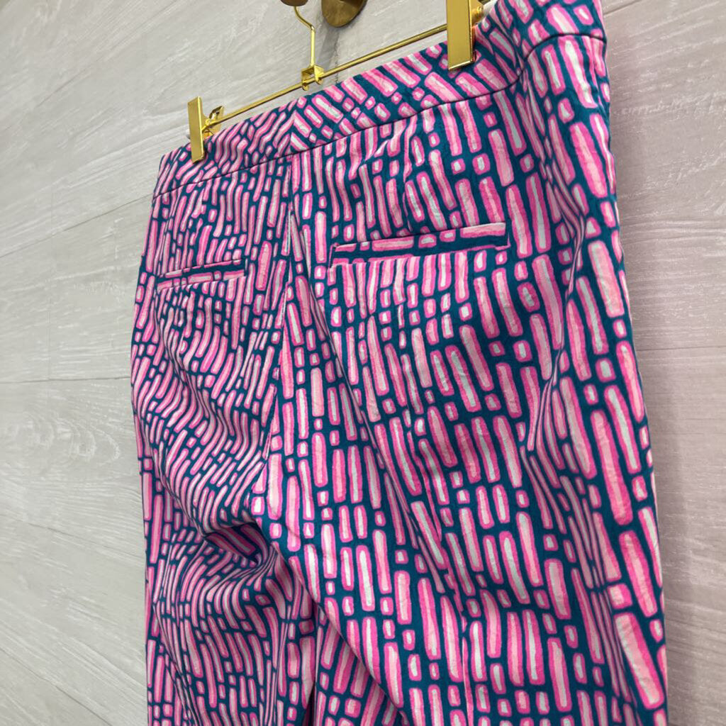 Lilly Pulitzer Pink/ Blue Print Straight Leg Pants 12