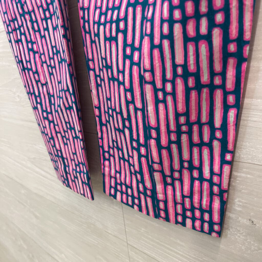 Lilly Pulitzer Pink/ Blue Print Straight Leg Pants 12