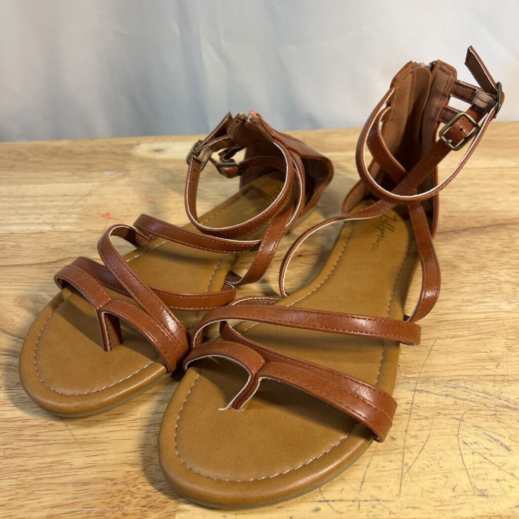 Luffymomo Brown Leather Strappy Sandals 9