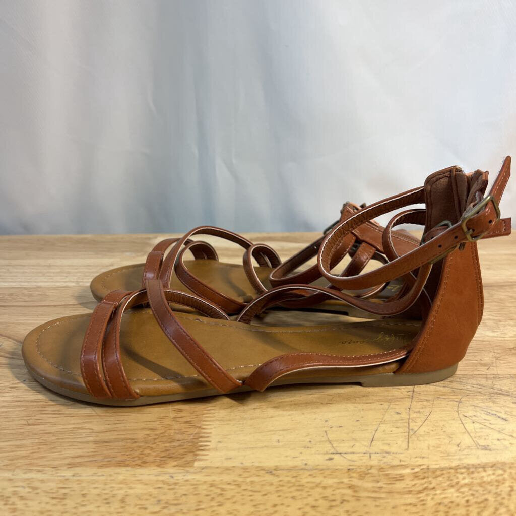 Luffymomo Brown Leather Strappy Sandals 9