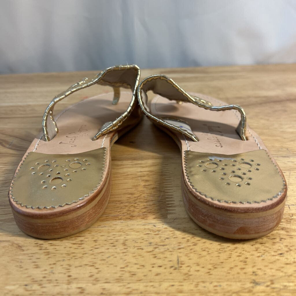 Jack Rogers Gold Leather Jacks Flat Sandals 8