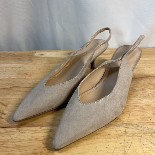 Marc Fisher Beige Suede Point Toe Slingback Heels 9