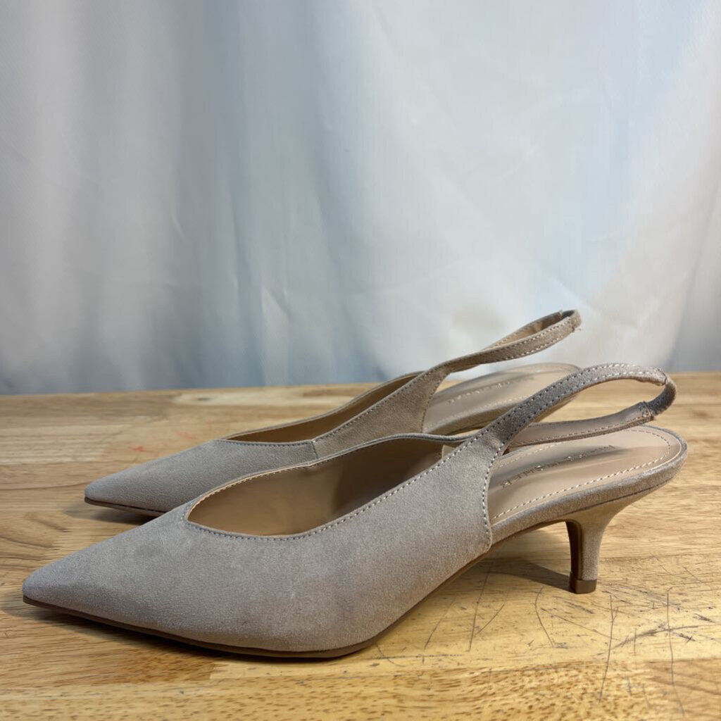 Marc Fisher Beige Suede Point Toe Slingback Heels 9